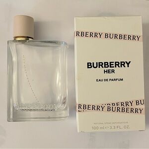 Burberry Her Eau de Parfum EMPTY 3.3oz 100ml Bottle with Pink Cap and EMPTY Box.